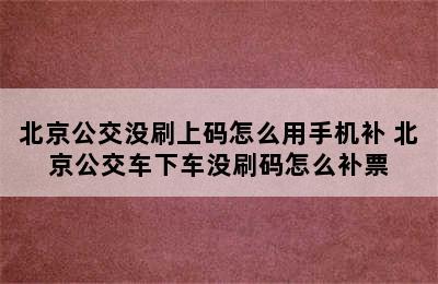 北京公交没刷上码怎么用手机补 北京公交车下车没刷码怎么补票